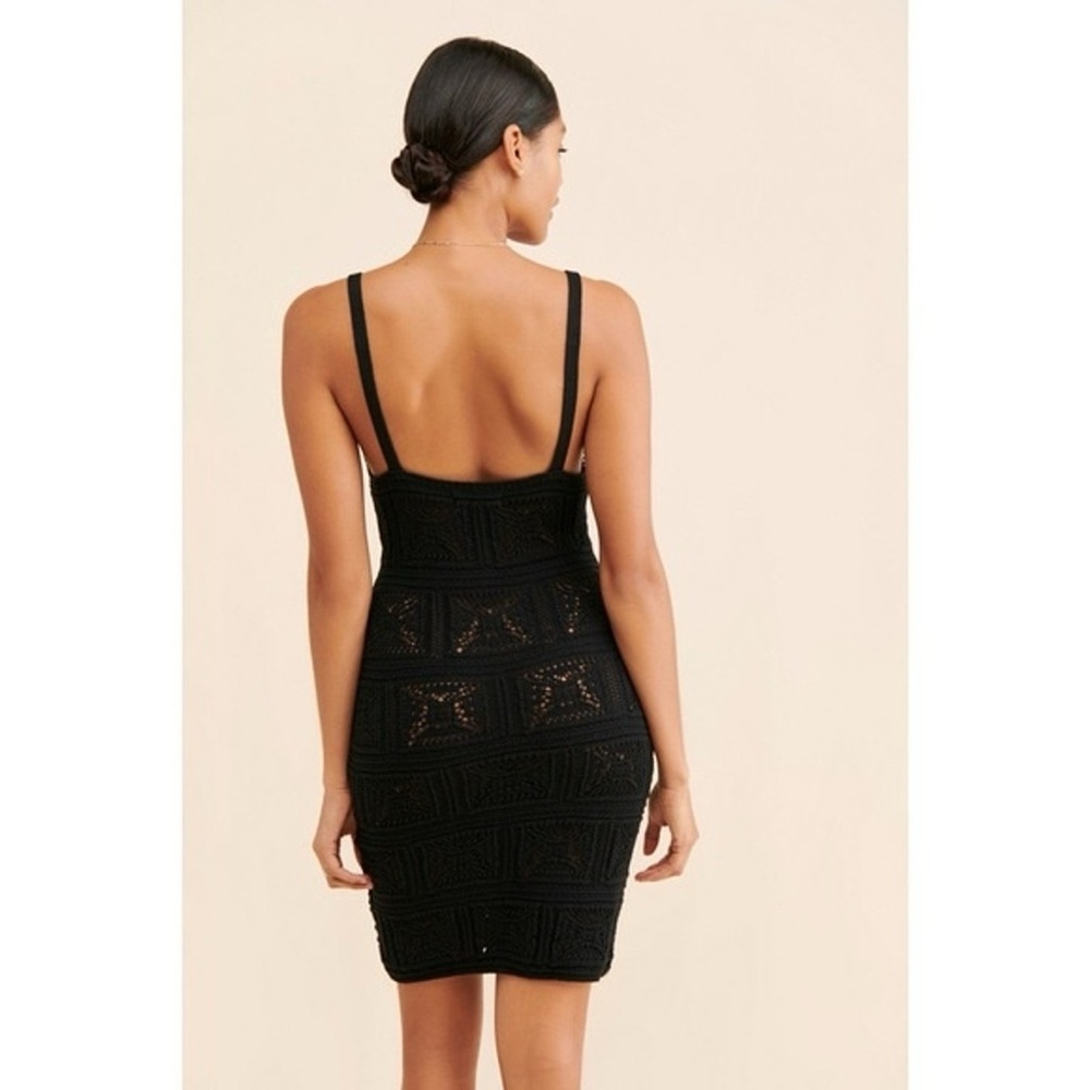 Anthropologie Crochet Knit Mini Dress In Black - Picture 2 of 7